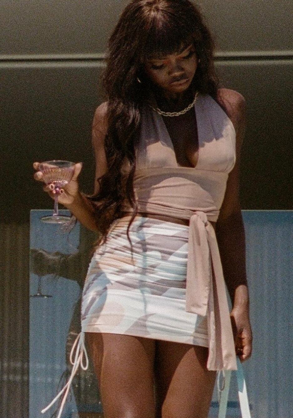 Princess Polly Disco Dreams Halter Crop Top Brown Tie Front US 2 Y2K Style